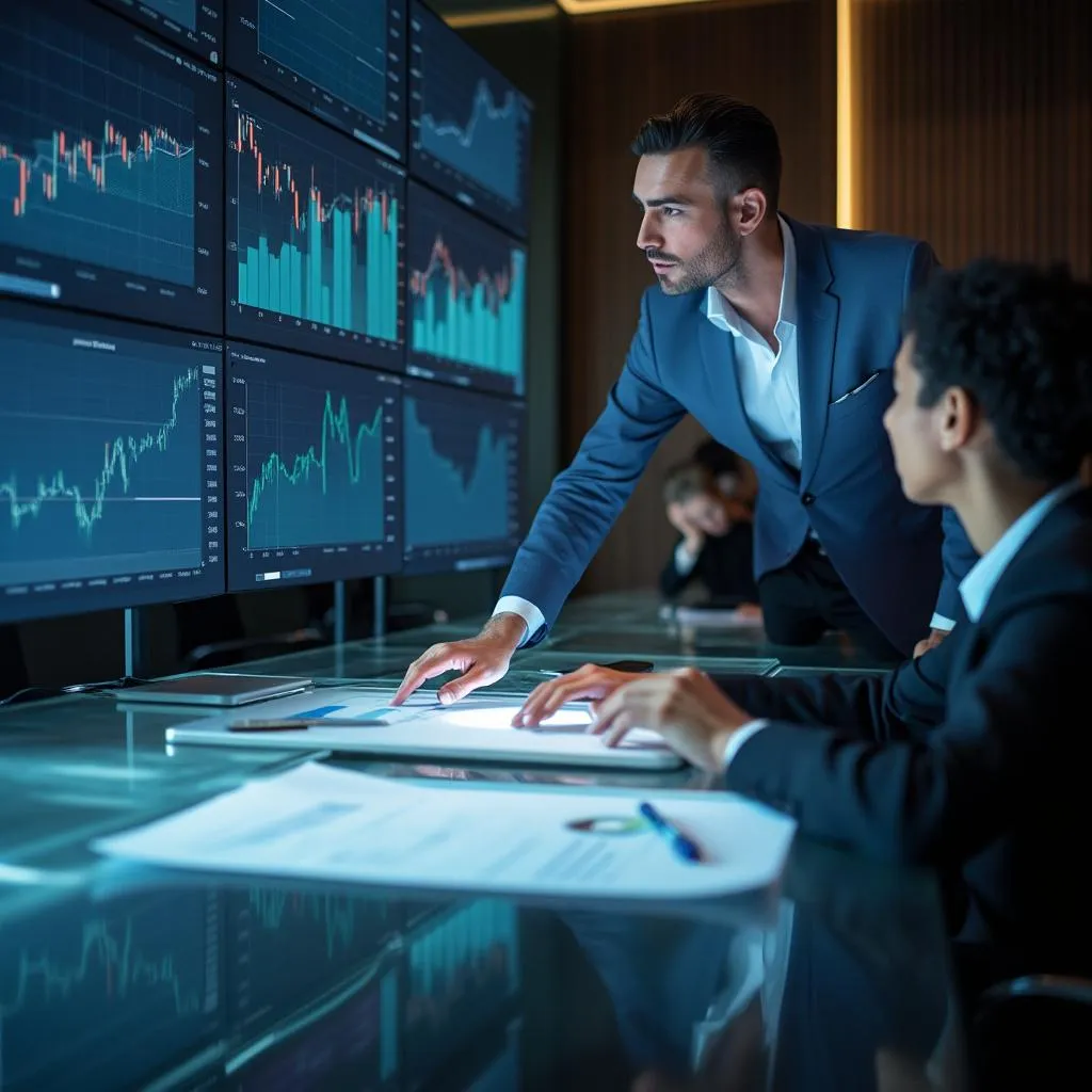 Equipo de consultoría analizando resultados financieros