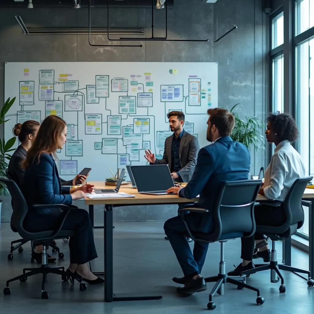 Equipo trabajando en optimización de procesos empresariales